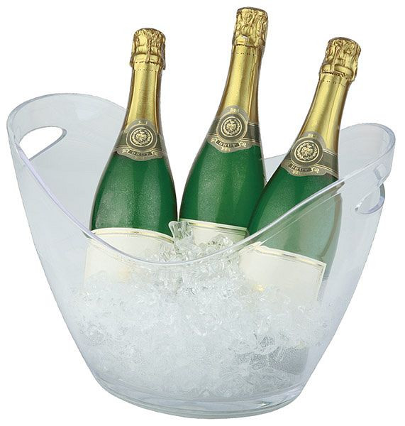 APS wijn/champagnekoeler, 35 x 27 cm, hoogte: 25,5 cm, MS, glashelder, 6 liter, met 2 zijopeningen, geschikt voor meerdere flessen, 36048
