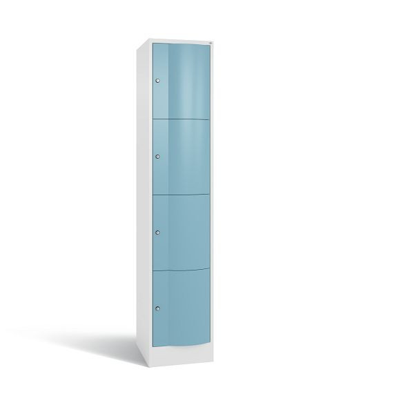 C+P Schließfachschrank Resisto, 4 Fächer, H1950xB396xT540 mm, Weiß/Horizontblau, 8470-172 S10066
