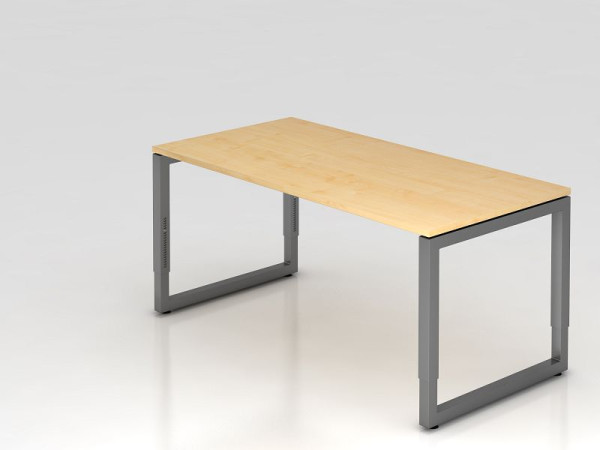 Hammerbacher bureau O-voet vierkant 160x80cm esdoorn/grafiet, rechthoekige vorm met zwevend tafelblad, VRS16/3/G