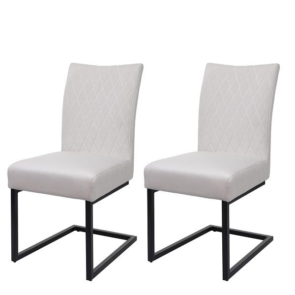 Mendler set van 2 sledestoelen HWC-L15, bezoekersstoel, vergaderstoel, fluweel staal gepoedercoat, crème-beige, 98110+98111