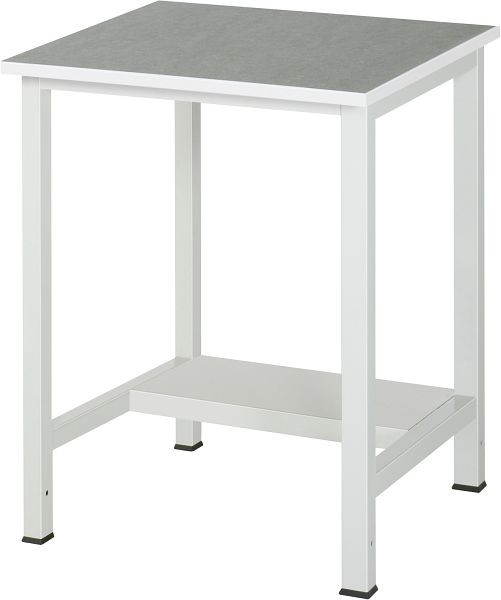 RAU werktafel serie 900, B750xD800xH825mm, blad met universeel/linoleum bekleding, met plank onder, 320mm diep, 03-900-3-L25-07.12