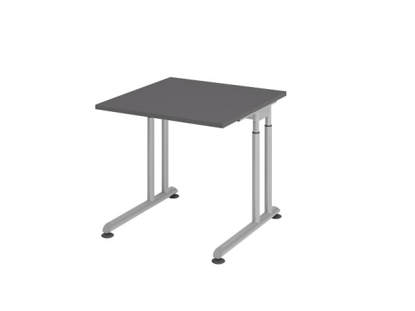 Hammerbacher bureau C-onderstel 80x80cm grafiet/zilver, VZS08/G/S
