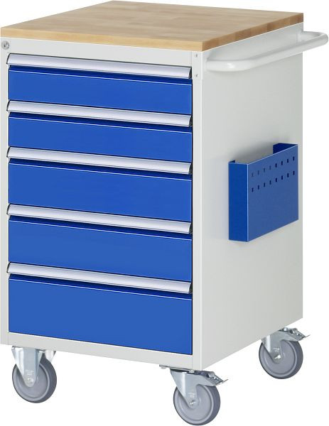 RAU montagewagen serie 7000, massief beukenhouten blad, 5 x lade maat L (2xH120, 2xH150, 1xH180 mm), 580x975x650 mm, 05-L5.11A-B.11
