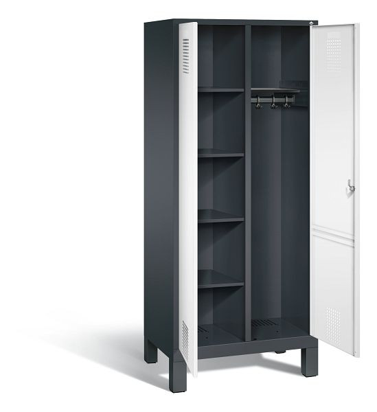C+P reinigingsmiddelenkast Evolo, H1850xW810xD500mm, kleur: zwartgrijs / verkeerswit, 48060-22 S10072