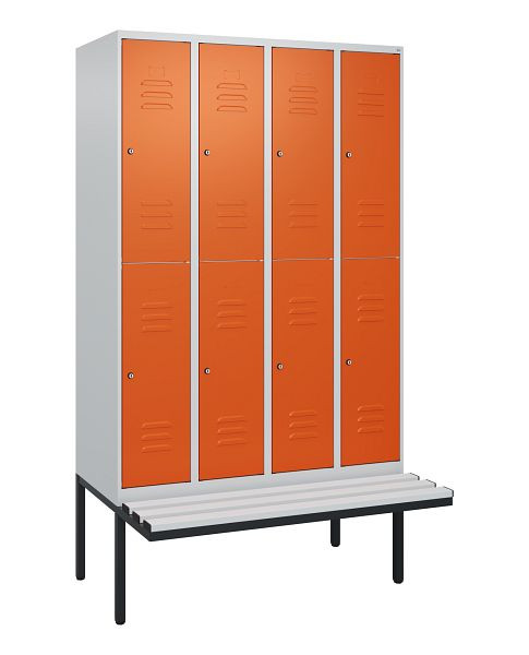 C+P dubbeldekskast Classic PLUS, 4 compartimenten, 2120x1200x815mm, 7035/2004, cilindersloten, zwevende zitting, 0803407-40 S10185