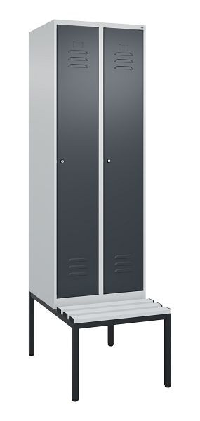 C+P luierkluis Classic PLUS met middenwand, 2 vakken, 2120x600x815mm, 7035/7016, cilindersloten, 0800507-20F S10023