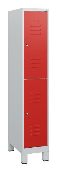 C+P Doppelstöckiger Spind Classic PLUS, Füße, 1630x300x500mm, 7035/3020, Zylinderschlösser, 0803105-10 S10032