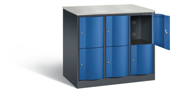 C+P XL lockerkast Resisto, H1077xB1148xD640mm, kleur: zwartgrijs / gentiaanblauw, 8472-373 S10055