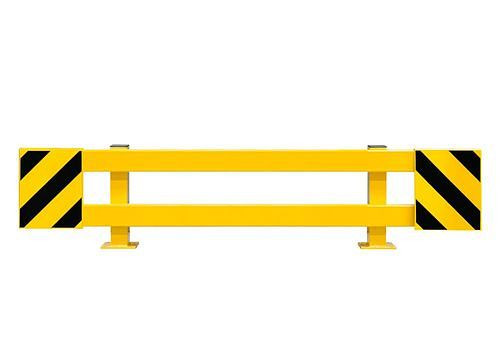 Ampere plankbeschermingsplank C-profiel, uitschuifbaar tot 2100 mm, geel kunststof gecoat, zwarte strepen, 311061