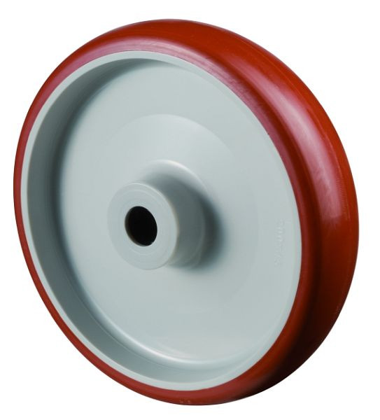 BS Rollen polyurethaan wiel, wielbreedte 28 mm, wiel-Ø 80 mm, draagvermogen 100 kg, loopvlak polyurethaan rood, rollager, VE = 4 stuks, B31.080