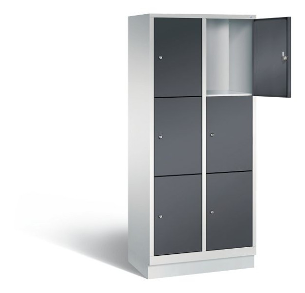 C+P lockerkast Evolo, H1800xW810xD500mm, kleur: lichtgrijs / zwartgrijs, 48020-223 S10124