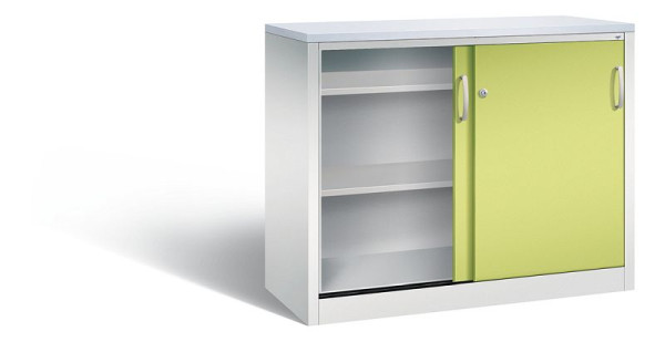 C+P dressoir met schuifdeuren Acurado, H1000xB1200xD500mm, kleur: lichtgrijs / virid green, beugelgreep, 2056-00 S10100