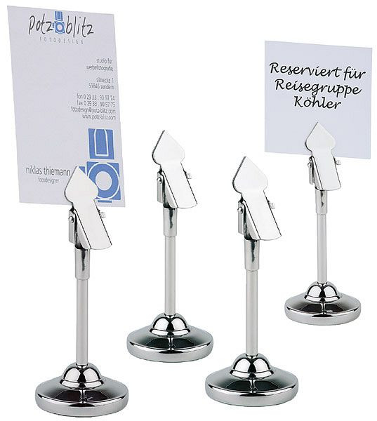 APS plaatskaarthouders, set van 4, Ø 4 cm, hoogte: 10 cm, roestvrij staal, hoogglans gepolijst, inclusief 20 witte etiketkaarten, 00070
