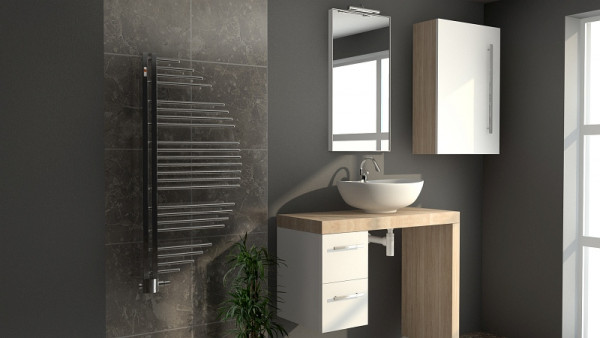 MERT design handdoekradiator AYCAN chroom, 600 x 1200 mm, vlak rechts/links, 5-AYCAN-60x120-CM