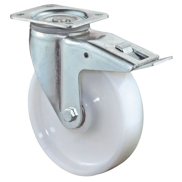 BS Wielen Zwaarlastwiel met rem, breedte 50 mm, Ø125 mm, tot 700 kg, loopvlak/wiellichaam kunststof, kogellager, L620.B15.125