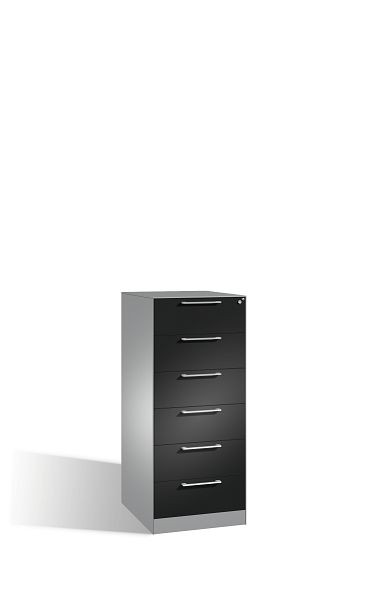 C+P archiefkast Asisto, H1310xB562xD600mm, kleur: wit aluminium / zwartgrijs, beugelgreep, 146224-622 S10090