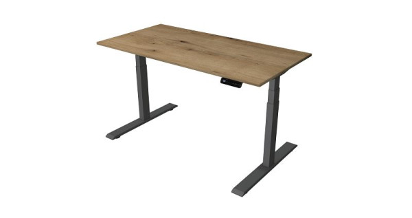 Kerkmann zit-/statafel Thuiskantoor B 1400 x D 700 mm, elektrisch in hoogte verstelbaar van 630-1270 mm, eiken/antraciet, 10179755