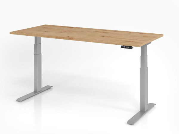 Hammerbacher bureau XDKB19, 180 x 80 cm, blad: knoestig eiken, 25 mm dik, ABS dikke rand, rechthoekige vorm, VXDKB19/R/S