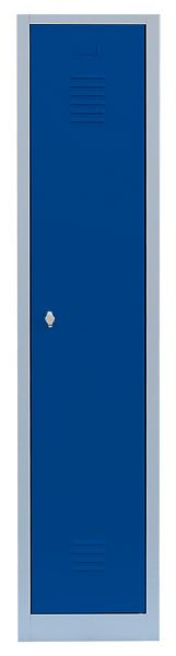 Lüllmann stalen kledingkast/garderobe, 1800 x 415 x 500 mm, lichtgrijs/gentiaanblauw, 515111