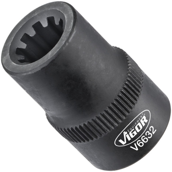 VIGOR dopsleutelinzet, hol vierkant 10 mm (3/8 inch), gegroefd profiel, 9 mm, V6632