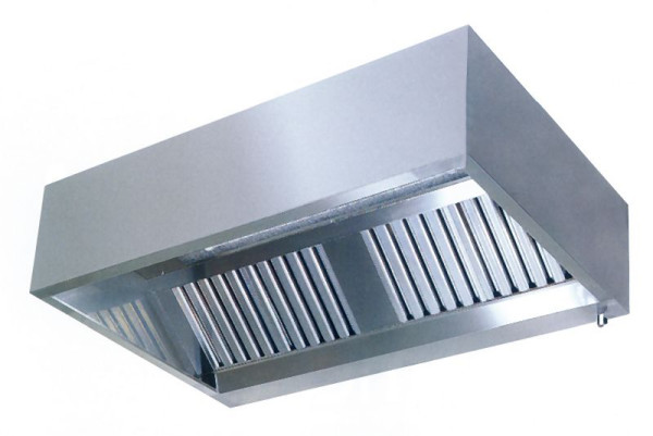 A&S Gastro wandkap RVS, rondom vetopvangkanaal zonder motor, verlichting met TL-buis, 1.400x900x450 mm, WHK140/90