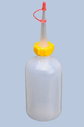 DENIOS doseerfles van kunststof, inhoud 250 ml, rond natuurlijke kleur, verpakking van 30, 308422