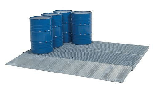 DENIOS Bodenelement classic-line, verzinkt, Gitterrost, Radlast 2000 kg, 2862 x 1862 x 78 mm, 120236
