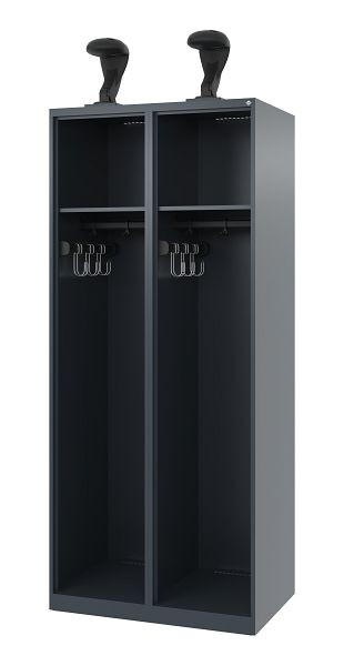 C+P Evolo brandweerkast, model EXPERT, 2 compartimenten, H1850B800T500 mm, antraciet, helmhouder, 0491015-22 S10004
