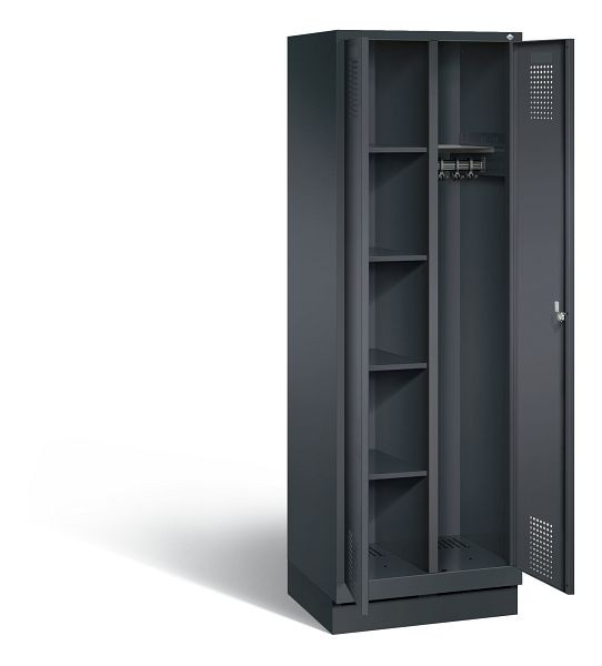 C+P reinigingsmiddelenkast Evolo, H1800xB610xD500mm, kleur: zwart-grijs, 48160-20 S10069