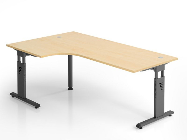Hammerbacher hoekbureau OS82, 200 x 120 cm, blad: esdoorn, 25 mm dik, 2 mm ABS rand, hoekvorm 90°, links of rechts monteerbaar, VOS82/3/G