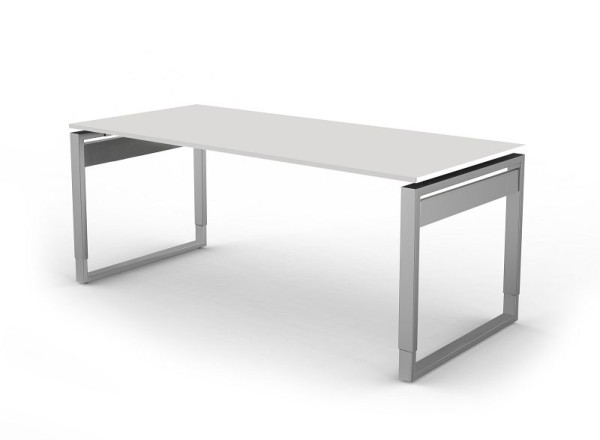 Kerkmann bureau met ijzeren frame, vorm 5, B 1800 x D 800 x H 680-820 mm, wit, 11403210
