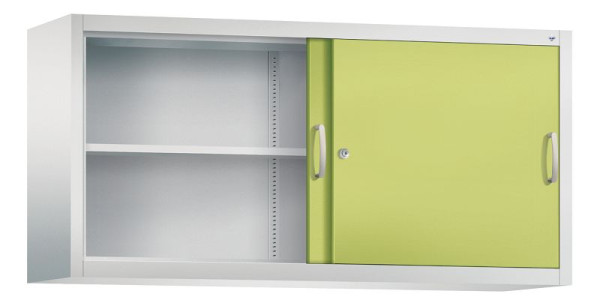 C+P bovenkast Acurado, H790xB1600xD400mm, kleur: lichtgrijs / virid groen, beugelgreep, 2 niveaus, 2145-00 S10102