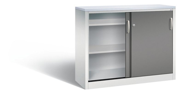 C+P dressoir met schuifdeuren Acurado, H1000xB1200xD400mm, kleur: lichtgrijs / vulkaangrijs, beugelgreep, 2046-00 S10203