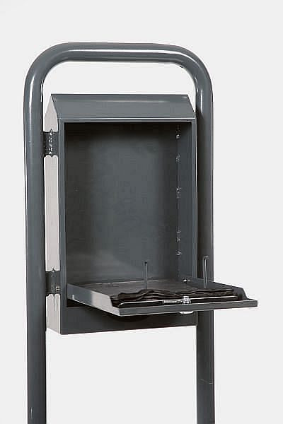 Renner zakkendispenser voor hondenpoepzakken incl. opschroefbaar buisframe, volume 1.000 zakken, verzinkt, gecoat, antraciet ijzermica, 7077-20PB DB703