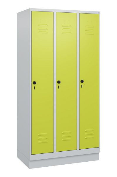 C+P Umkleidespind Classic PLUS, Sockel, 3 Abteile, 1800x900x500mm, 7035/0024, Drehriegel, 0800207-30 S10010
