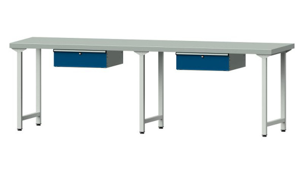 ANKE werkbanken werktafel, model 193, 2800 x 800 x 900 mm, RAL 7035/5010, ZBP 50 mm, 401.479
