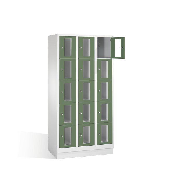 C+P lockerkast Classic, H1800xB900xD500mm, kleur: lichtgrijs / reseda groen, 8020A305 S10004