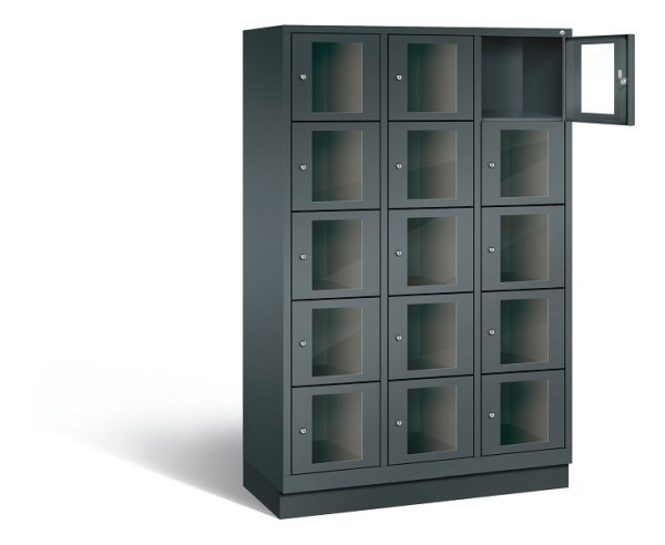 C+P Schließfachschrank Classic, 15 Fächer, H1800xB1200xT500 mm, Anthrazit, 8020A325 S10030