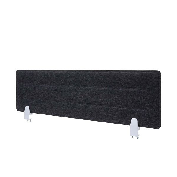 Mendler HWC-G76 tafelwand, bureau privacyscherm, bureau prikbord, stof/textiel klemmen met reliëf, 100x30cm zwart, 71944+71947