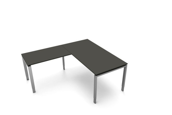 Kerkmann bureau, B 1600 x D 800 x H 680-820 mm met aanschuiftafel, vorm 5, kleur: antraciet, 11414613