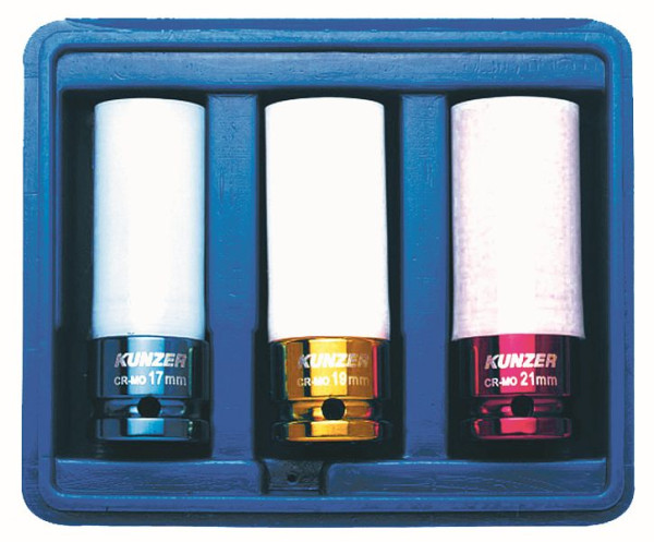 Kunzer slaginzetstukken 1/2", 85 mm, 3-delig, 7RK03