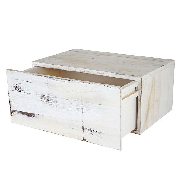 Mendler wandplank HWC-C55, ladeplank, vintage shabby look, 21x46x30cm, wit, 53403