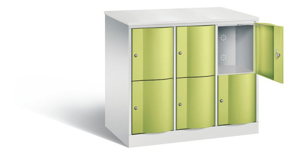 C+P XL lockerkast Resisto, H1077xB1148xD640mm, kleur: lichtgrijs / virid groen, 8472-373 S10067