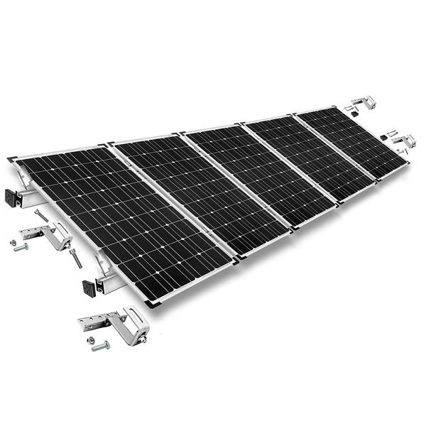 Offgridtec bevestigingsset met dakhaak, 3-voudig verstelbaar (voor dakpannen) voor montage op een schuin dak, 5 zonnepanelen, framehoogte 30mm, 8-01-013775-009