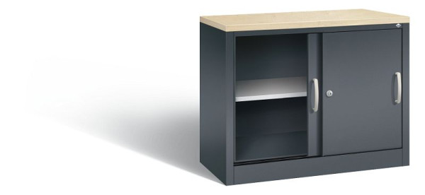 C+P dressoir met schuifdeuren Acurado, H720xB1000xD400mm, kleur: antracietgrijs, beugelgreep, 2 niveaus, 5725-00 S10108