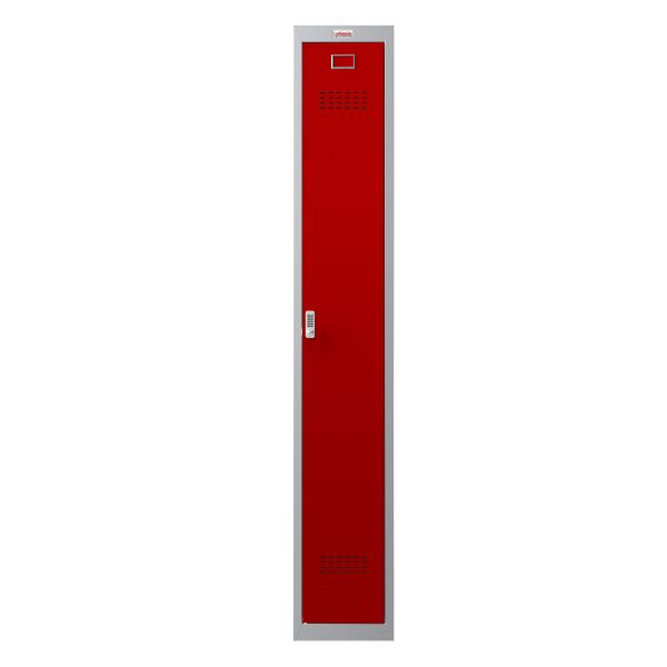 Phoenix PL-serie persoonlijke locker met 1 kolom, 1 deur, grijze behuizing/rode deur met elektronisch slot, PL1130GRE