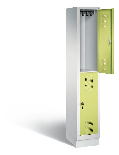 C+P locker dubbellaags Evolo, H1800xB320xD500mm, kleur: lichtgrijs / virid groen, 48320-10 S10106