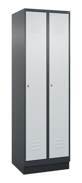 C+P luierkluis Classic PLUS met middenwand, bodem, 2 vakken, 1950x600x500mm, 7016/7035, cilindersloten, 080020-20F S10028