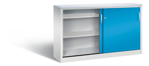 C+P dressoir met schuifdeuren Acurado, H1000xB1600xD400mm, kleur: lichtgrijs/lichtblauw, beugelgreep, 2146-00 S10125