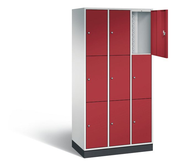 C+P lockerkast Intro, H1950xW920xD490mm, kleur: lichtgrijs/robijnrood, 8370-301 S10002